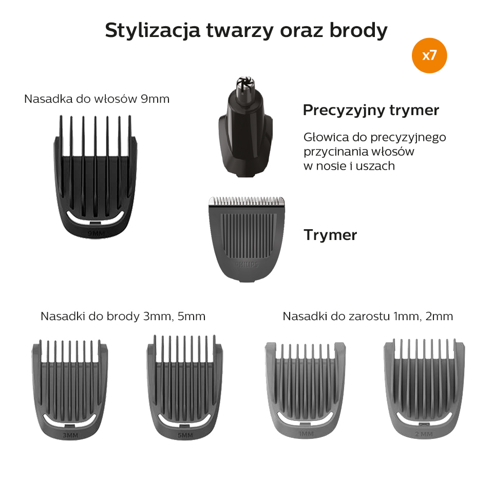 Philips Mg3720 15 Wymienne Nasadki Wlosy