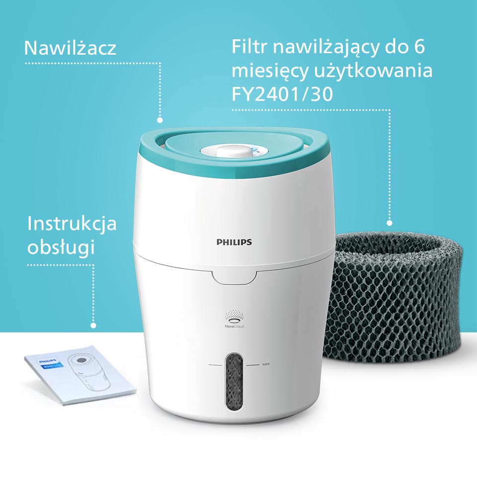 Philips Komfortowy i zdrowy poziom nawilżenia powietrza