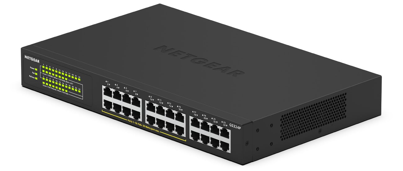 24-portowy, niezarządzany przełącznik Netgear GS324P