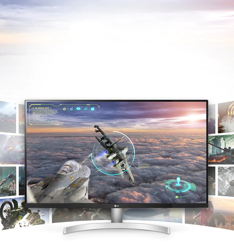 Scena z gry o wyjątkowej klarowności i szczegółowości na ekranie monitora LG UHD 4K