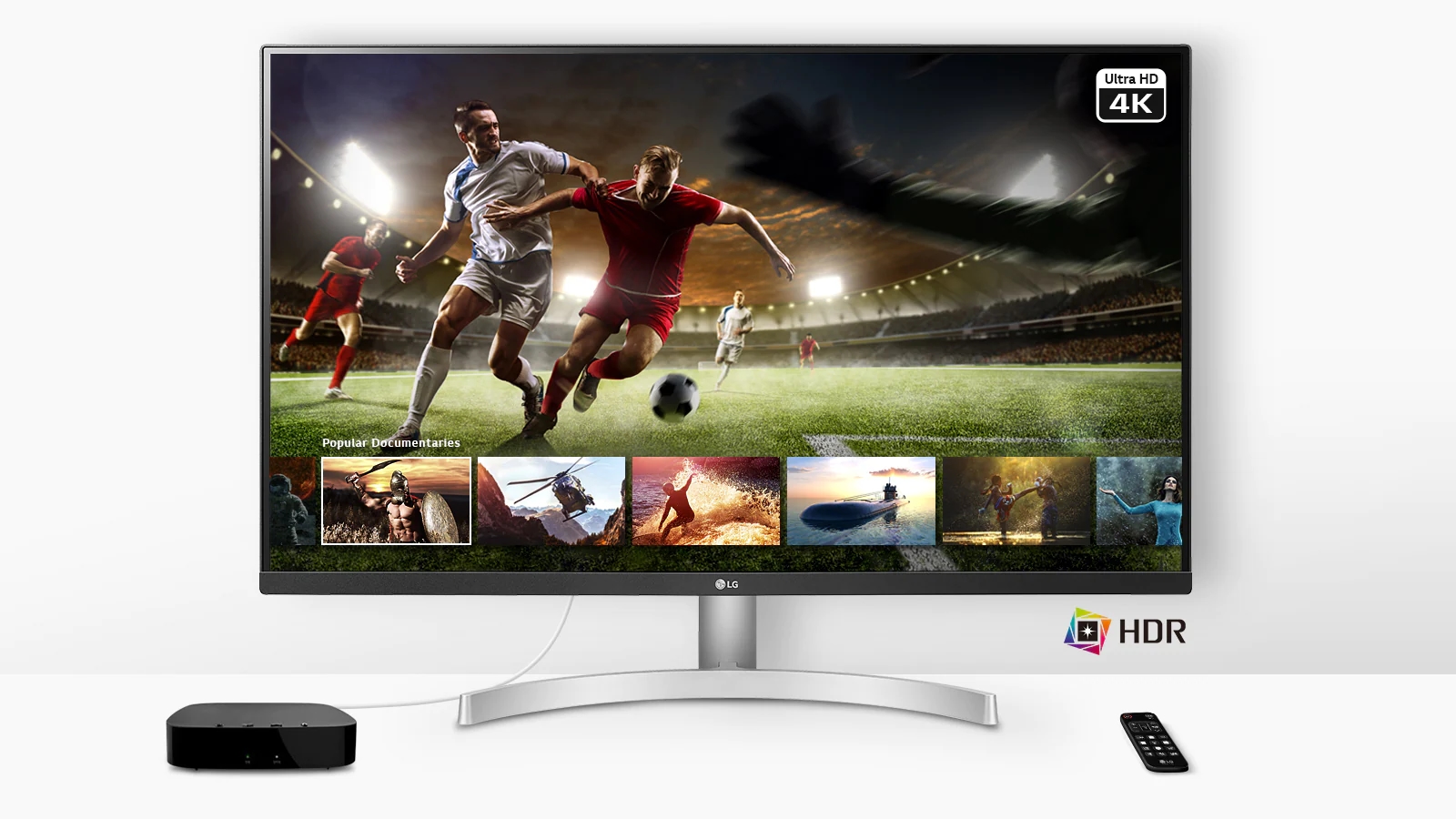 Gra w piłkę nożną na żywo w jakości Ultra HD 4K HDR z usługi strumieniowania