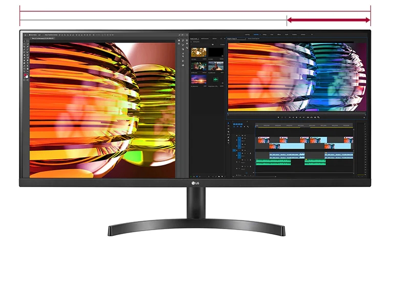 Ekran QHD 21:9 jest 2,4 razy szerszy niż standardowy ekran Full HD 16:9 (1920x1080) i zawiera o 880 px więcej niż ekran QHD 16:9 (2560x1440).