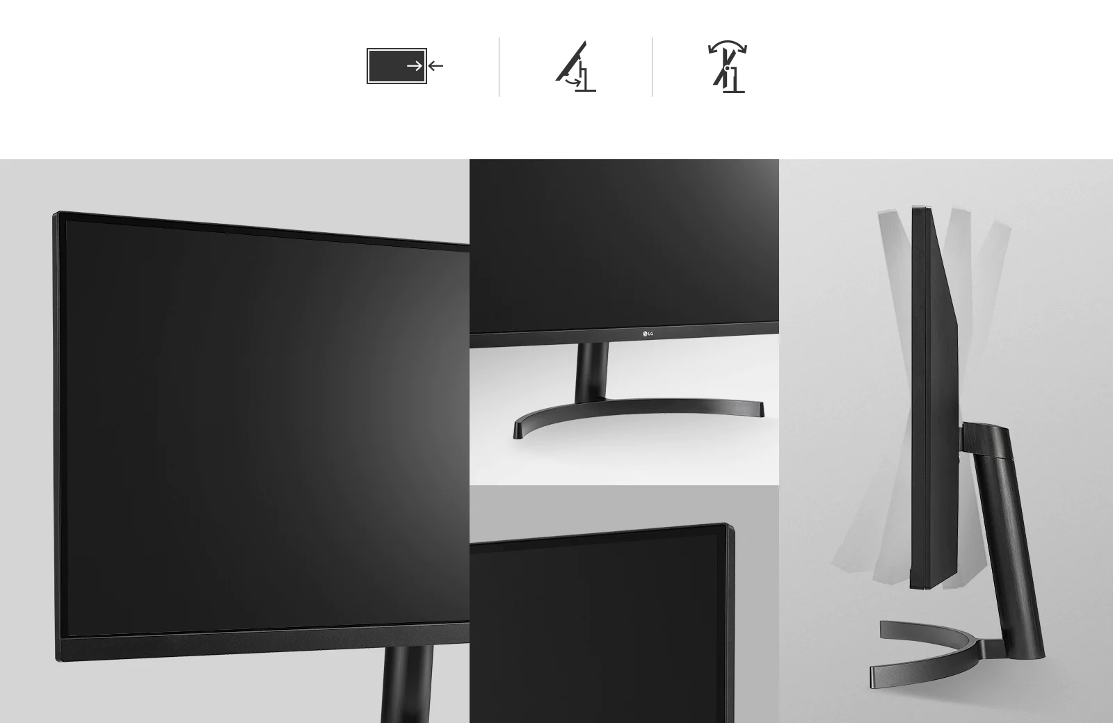 Ergonomiczna konstrukcja bez ramek, z łatwą w montażu podstawą i regulacją kąta nachylenia