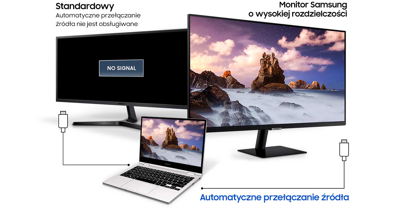 podepnij laptop a monitor natychmiast wyświetli jego obraz