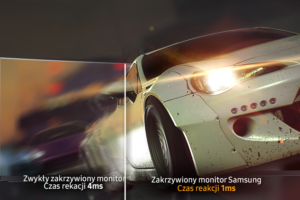 Samsung Redukcja rozmycia obrazu. Czas reakcji monitora to jedynie 1 ms!