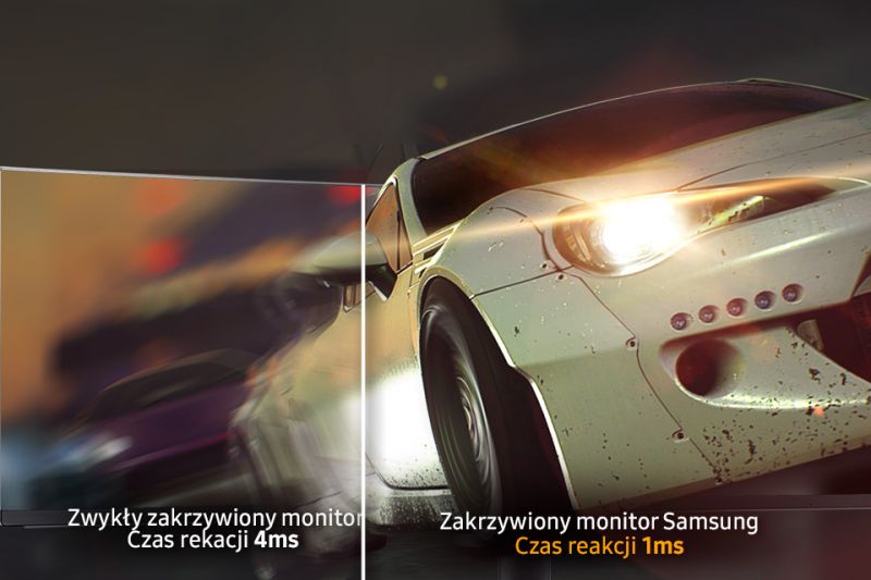 Samsung Redukcja rozmycia obrazu. Czas reakcji monitora to jedynie 1 ms!