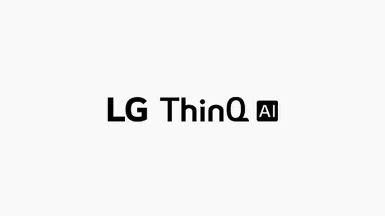 Ta karta opisuje polecenia głosowe. Logo LG ThinQ AI.