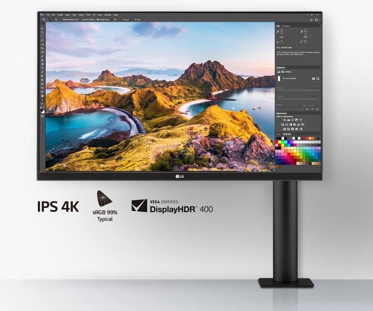 Ekran IPS UHD 27”: Wyjątkowa jakość obrazu, sRGB, CERTYFIKAT VESA DisplayHDR400