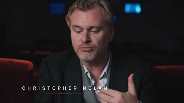 Christopher Nolan podczas wywiadu w teatrze