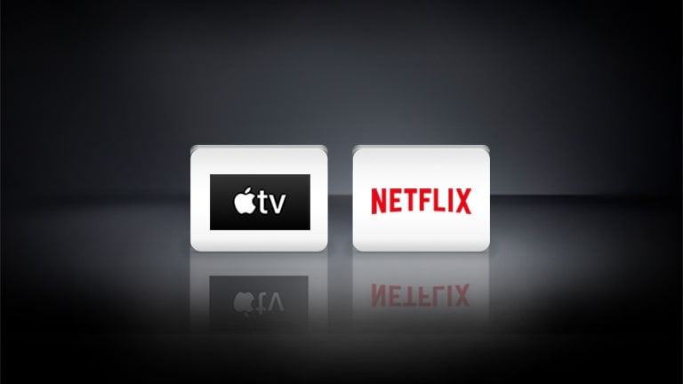 Loga Netflix i Apple ułożone poziomo na czarnym tle.