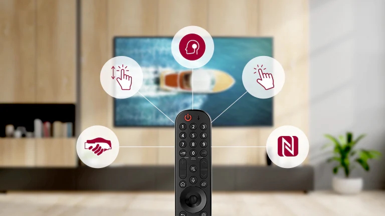 Podstawowe funkcje pilota magic remote ukazane na piktogramie