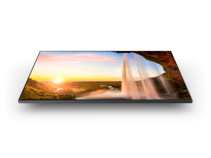 QLED wyświetla zachód słońca i ocean, używając technologii DUAL LED. Q77BATXXH