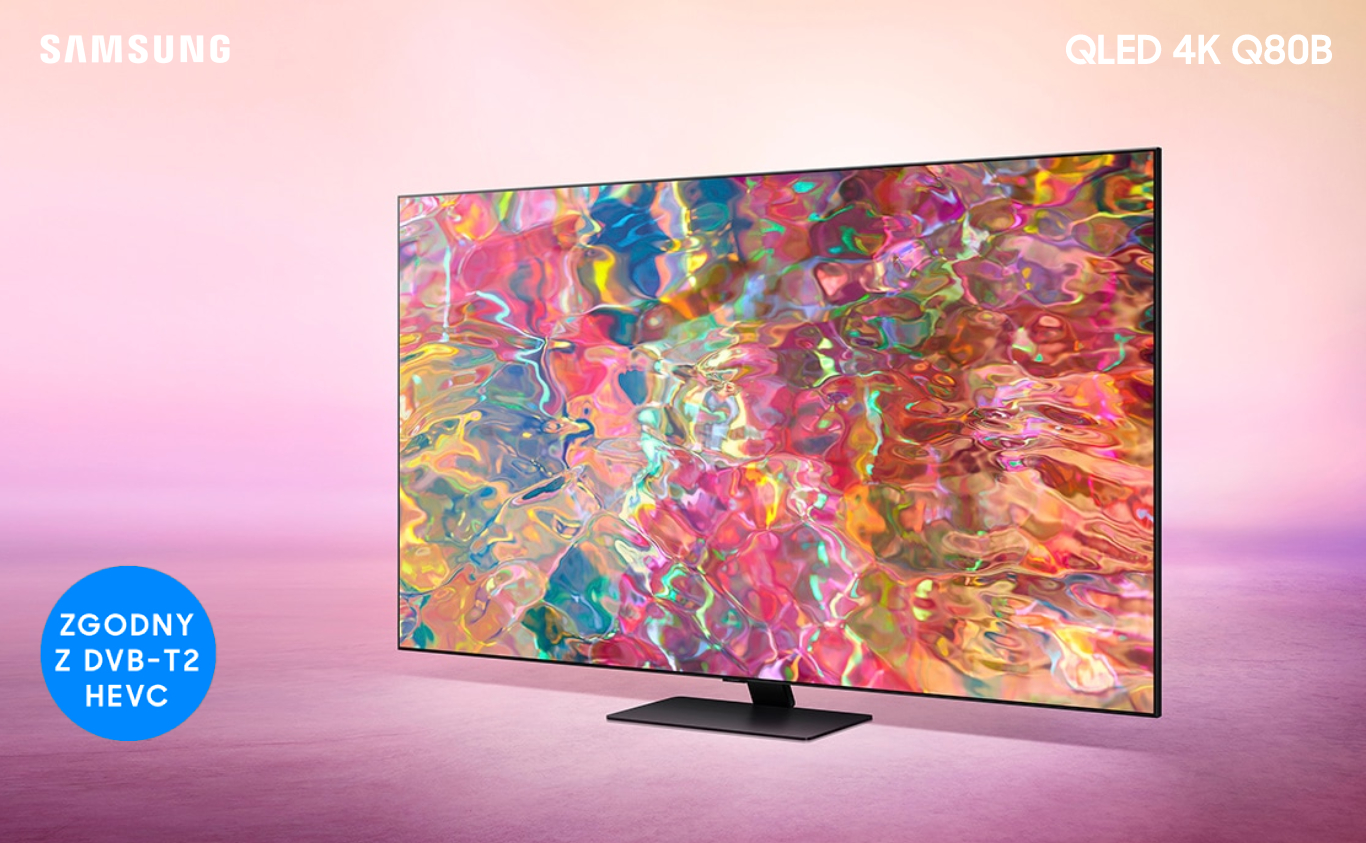 Ekran Q80B wyświetla szczegółową, rozblendowaną grafikę, która prezentuje trwałość kolorów w technologii Quantum Dot. Q80BATXXH
