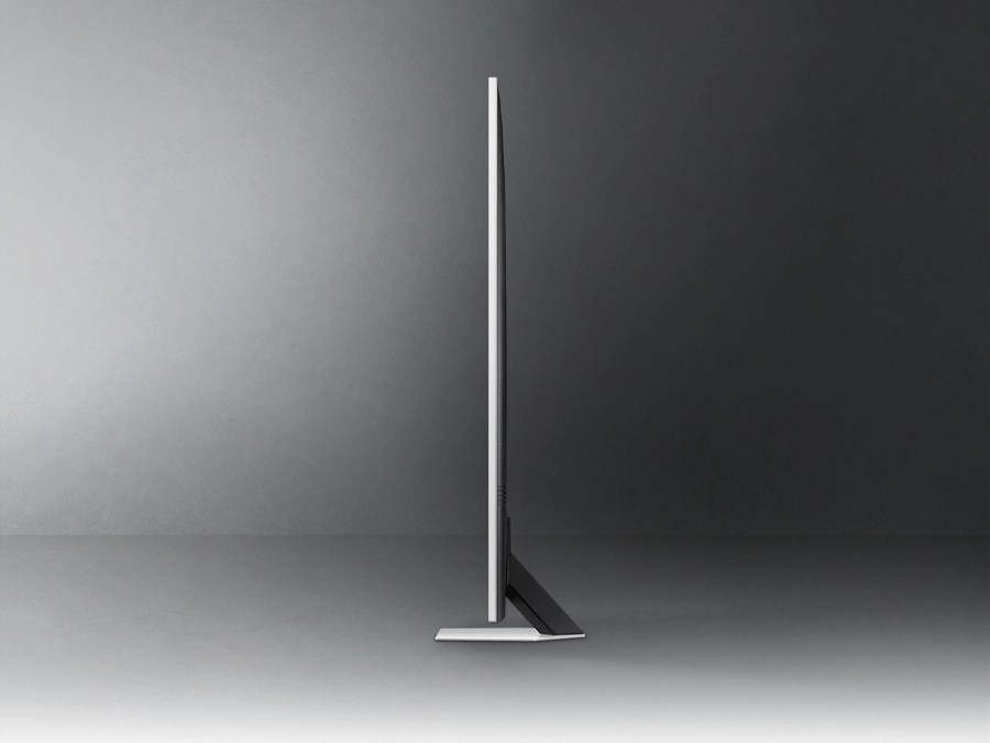 Zdjęcie profilowe TV QLED pokazujące jego ultrasmukły design TV QLED Neoslim.