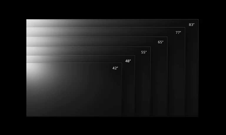 Linia telewizorów LG OLED evo C2 w różnych rozmiarach od 42 do 83 cali