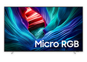 Telewizor z dwiema podstawkami z napisem „Micro RGB” na ekranie.