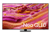 Telewizor z ekranem w wyrazistych, różowych kolorach z napisem „Neo QLED 4K”.