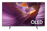 Ekran telewizora w różowych odcieniach z napisem „OLED”.