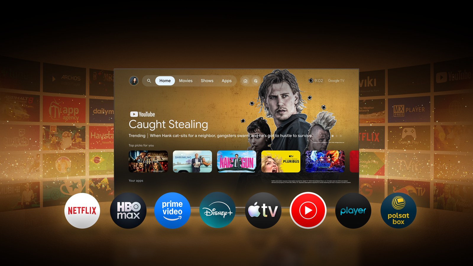 Google TV - aplikacje Netflix, HBO Max, Prime Video, Disney+, Apple TV, YouTube, Player, Polsat Box Go