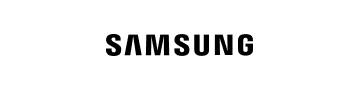 Czarny napis SAMSUNG na białym tle.