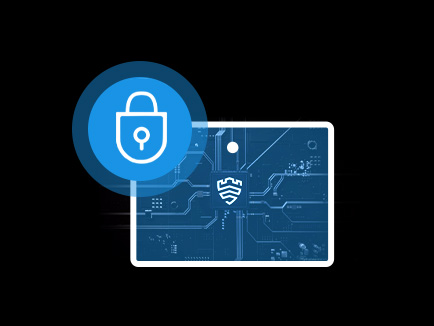 Logo Samsung Knox wewnątrz układu scalonego. Obok ikona zamkniętej kłódki.